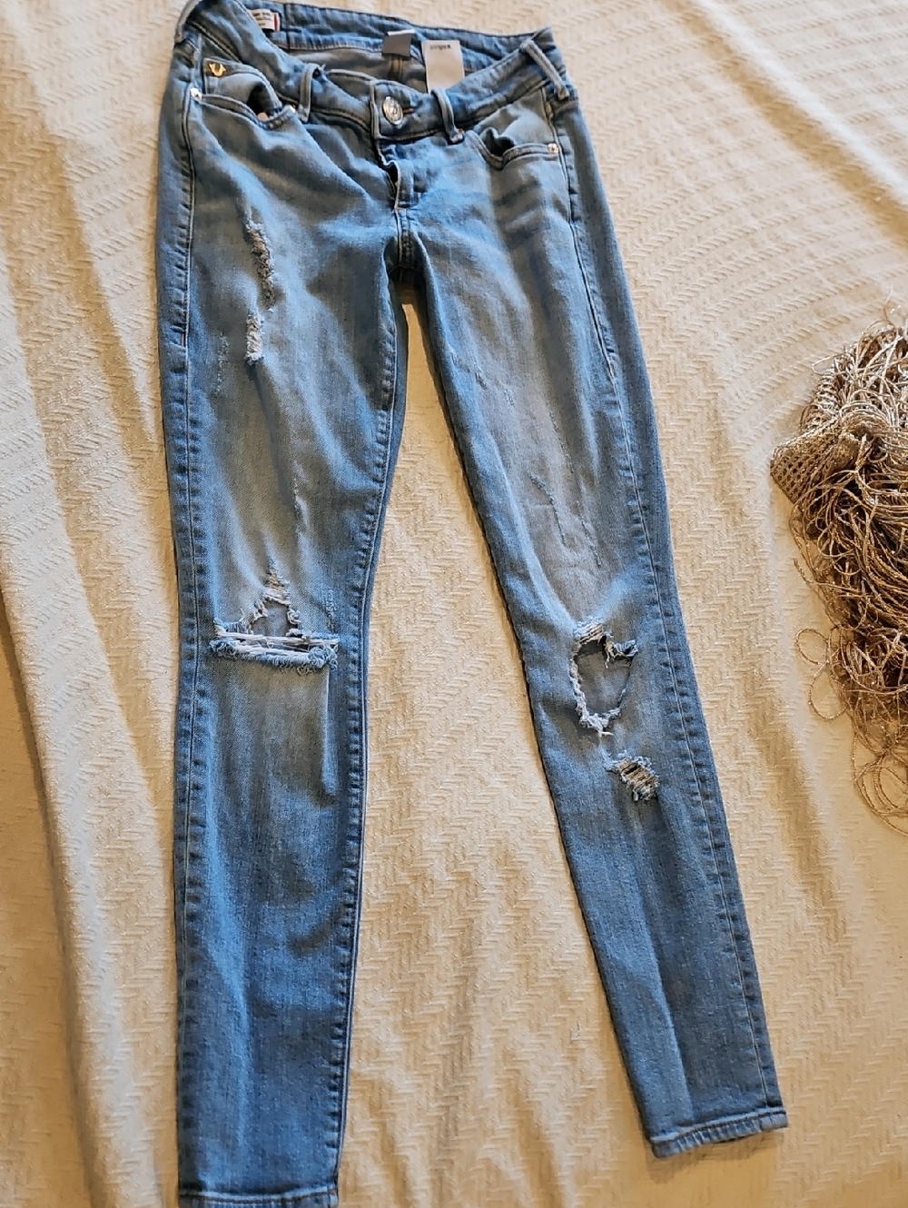 True Religion Light Blue Distressed Skinny Women's Jeans
